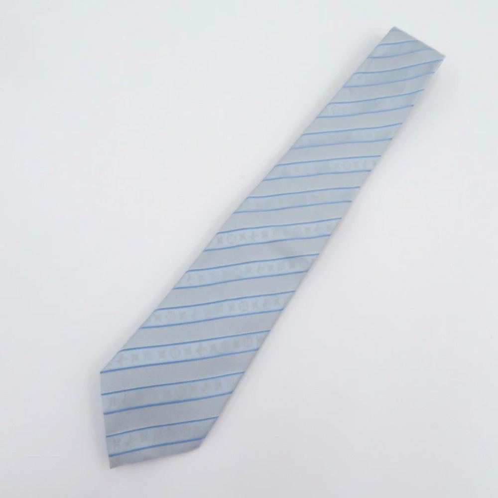 LOUIS VUITTON Monogram Stripe Tie Blue